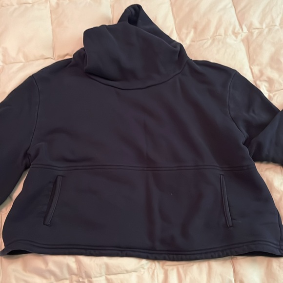 Navy cropped hoodie with bell sleeves - Picture 3 of 3